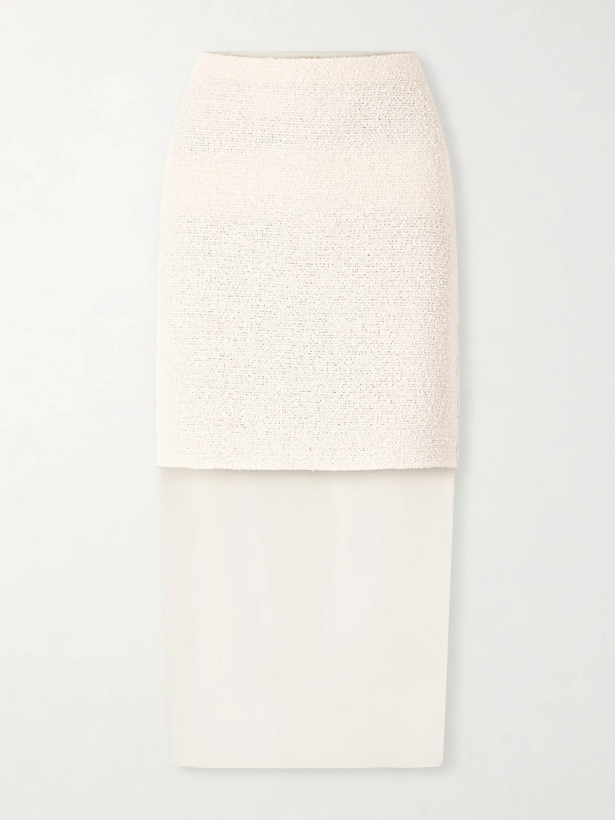 Sybil Layered Cotton-blend Bouclé And Organza Midi Skirt - 1