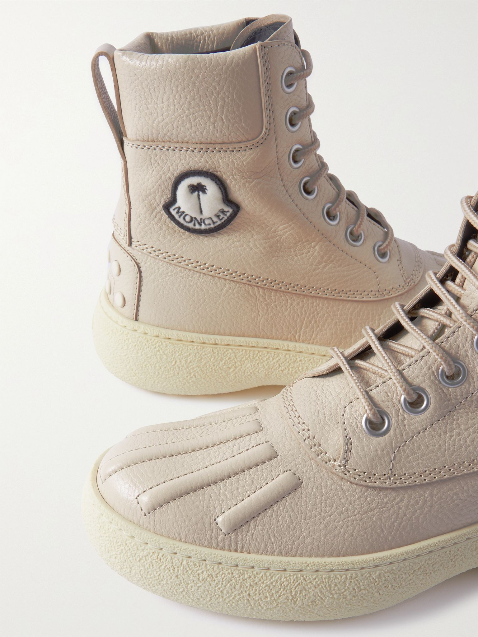 + Palm Angels textured-leather ankle boots Taupe - 4