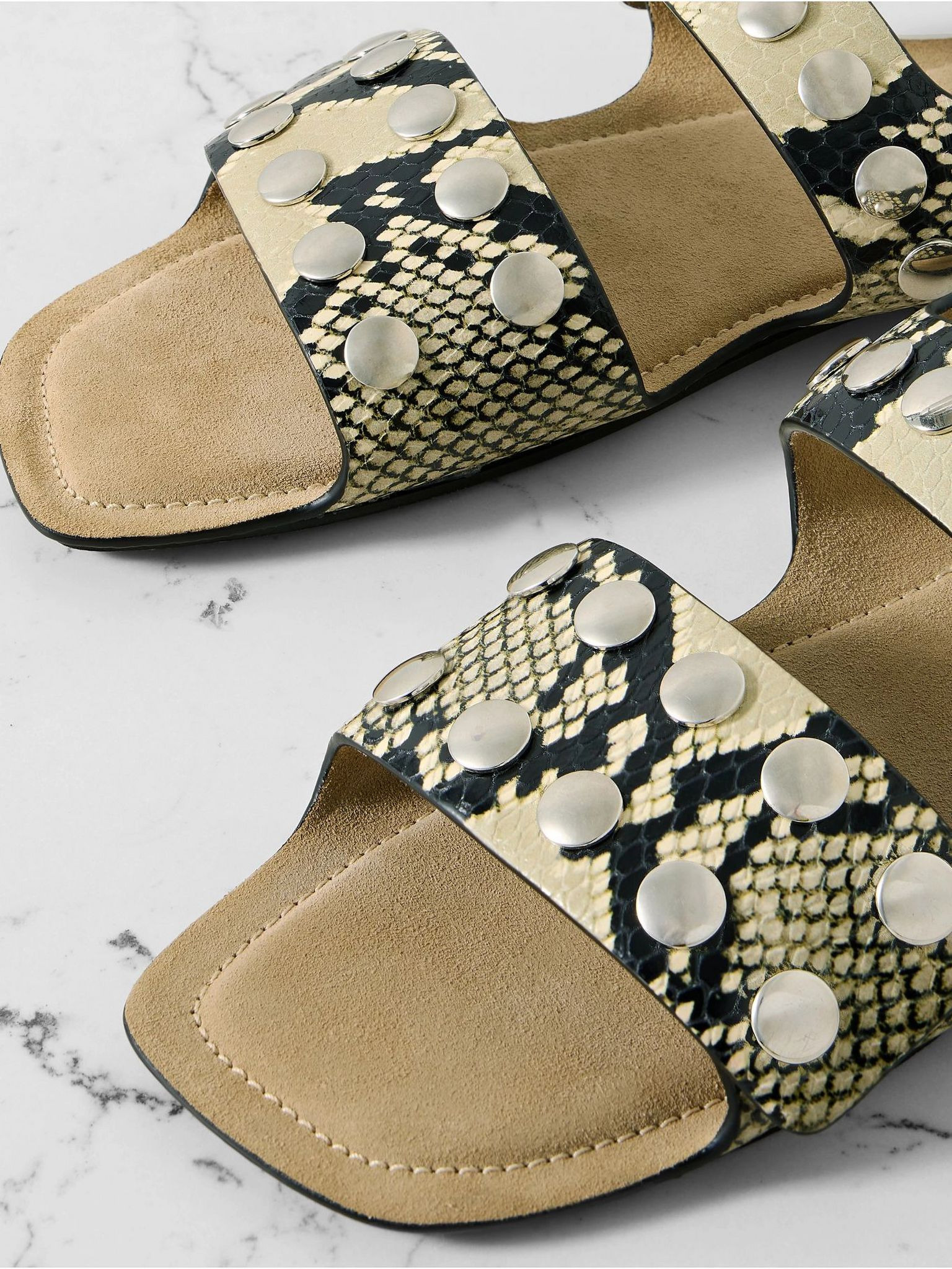 Boden studded snake-effect leather sandals Snake print - 4