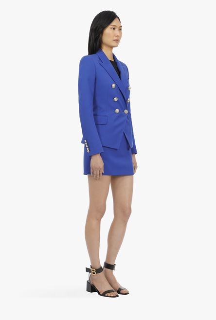 “Gitane” blue cotton blazer with double-breasted gold-tone buttoned closure - 7