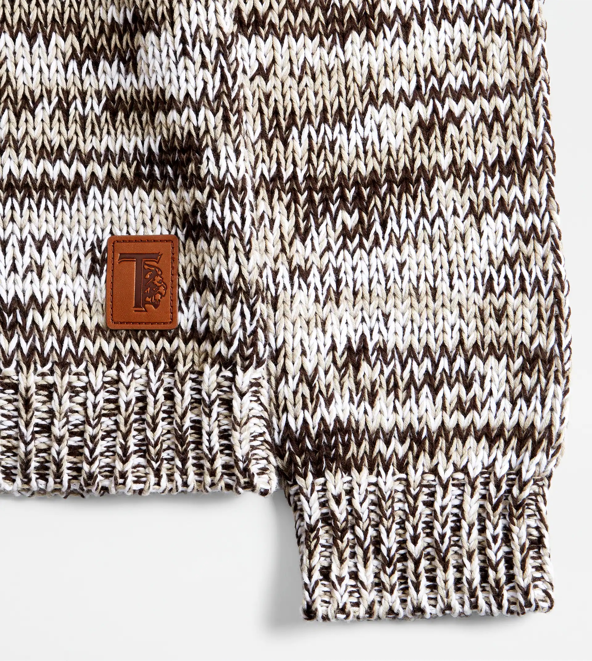 JUMPER IN MOULINÉ COTTON - BROWN, OFF WHITE - 6