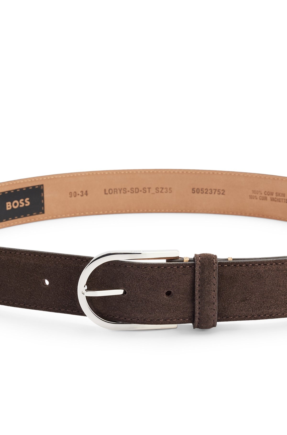 ITALIAN-SUEDE BELT WITH ROUNDED BRASS BUCKLE - 5