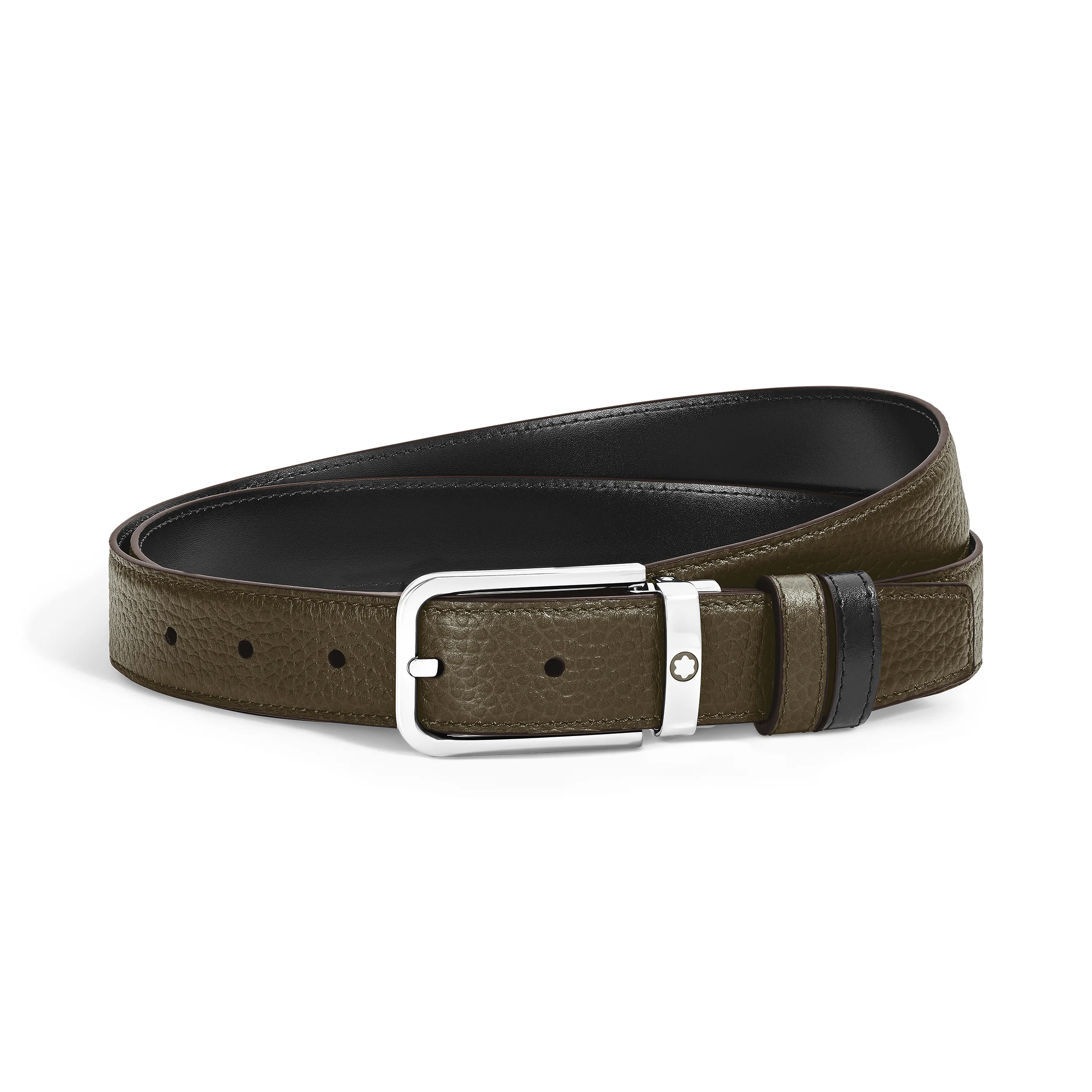 30 MM REVERSIBLE BELT IN GRAIN LEATHER WITH RECTANGULAR BUCKLE - 1