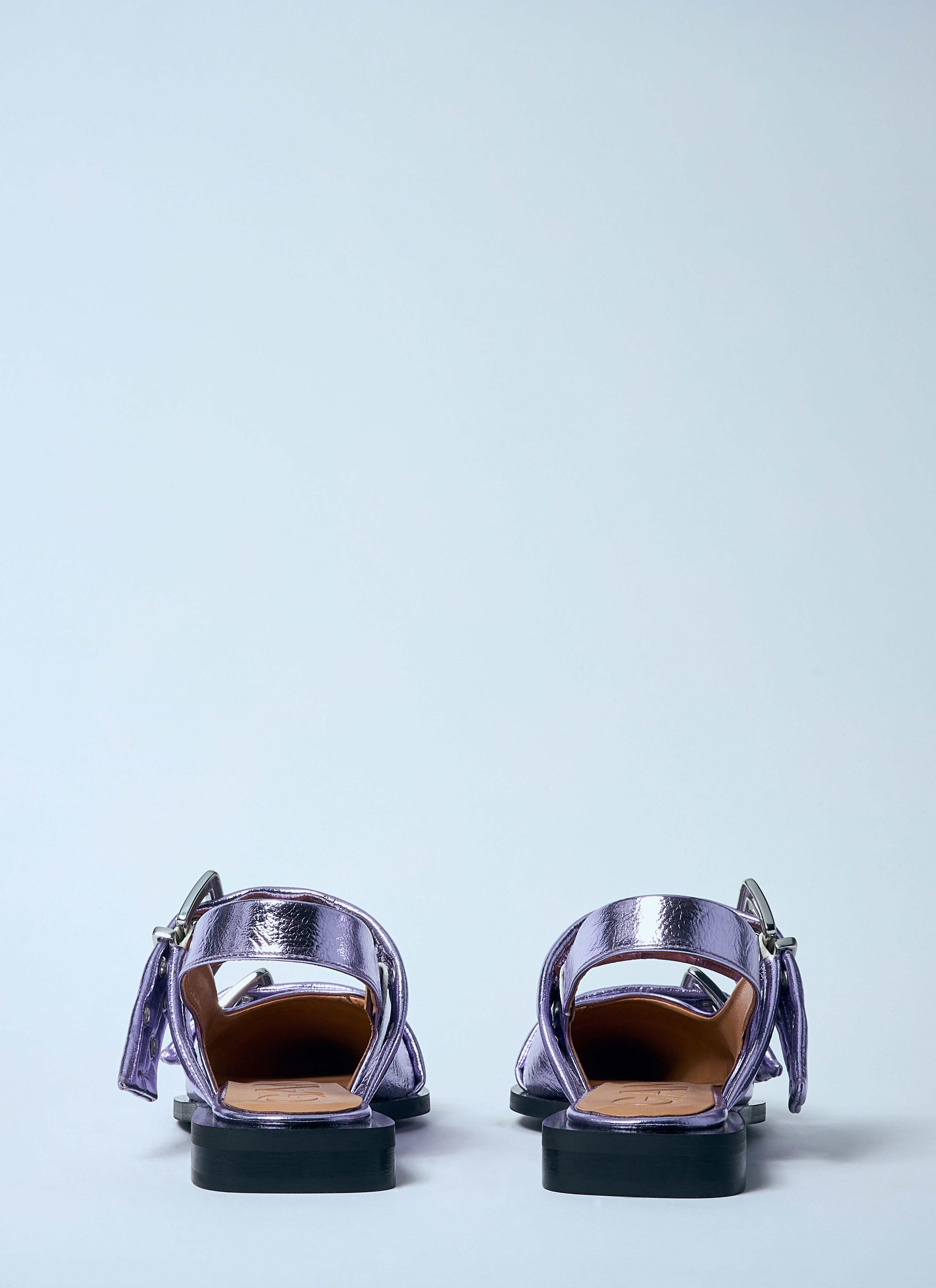 Metallic Feminine Buckle Ballerina Flats - 6