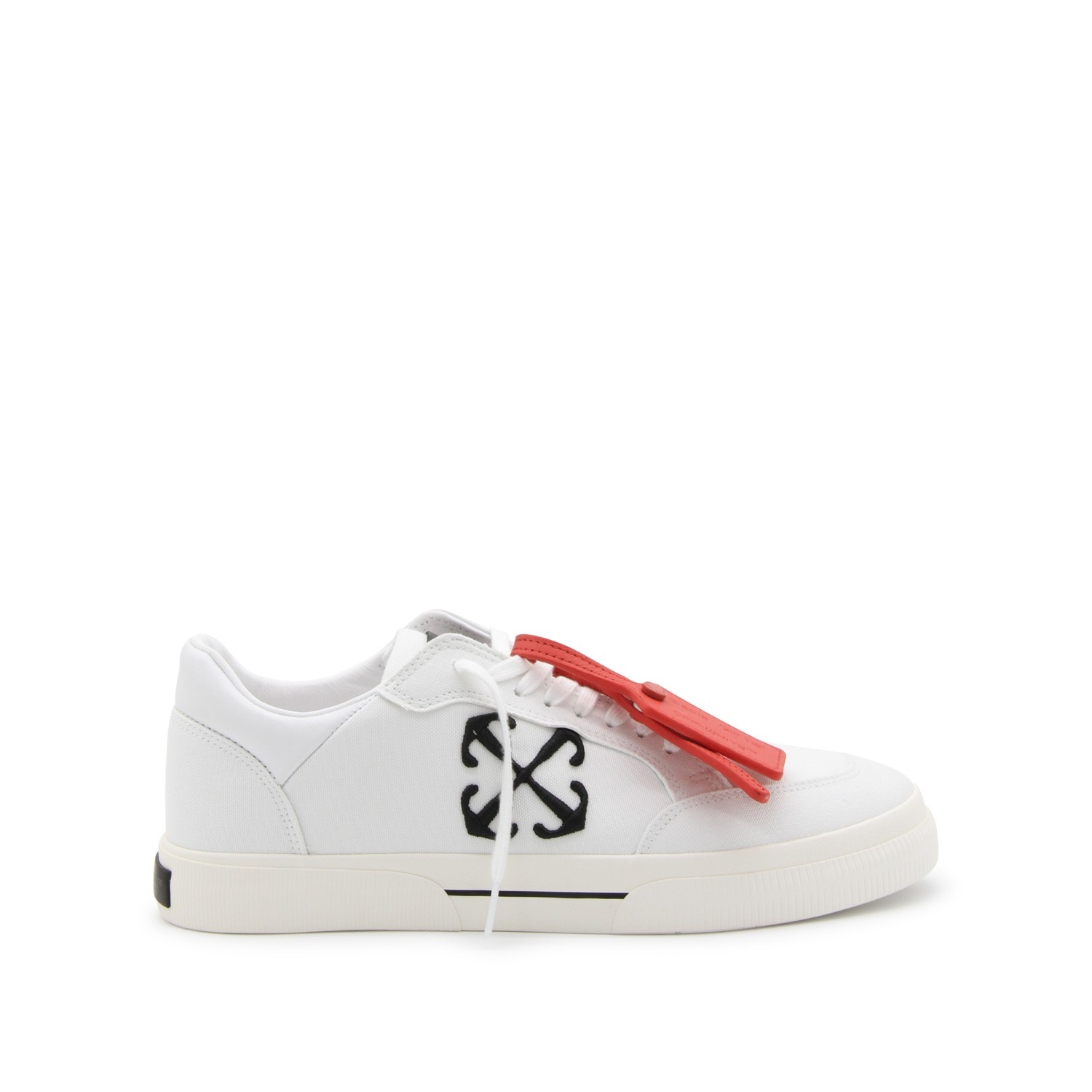 WHITE AND BLACK CANVAS VULCANIZED SNEAKERS - 1