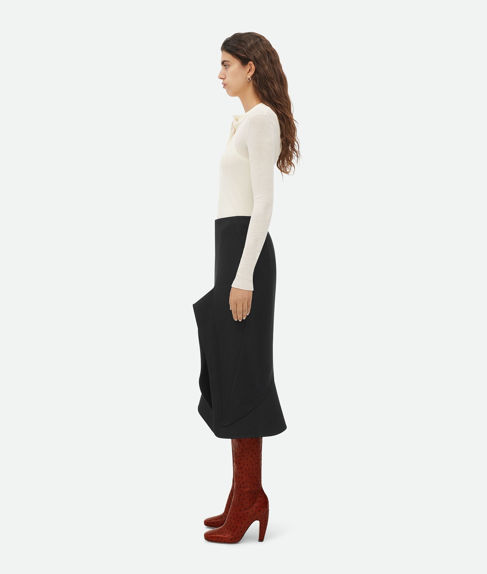 【関税&送料込】Bottega Veneta Cotton Blend Structured Skirt Bottega Veneta Structured Cotton Midi Skirt | REVERSIBLE