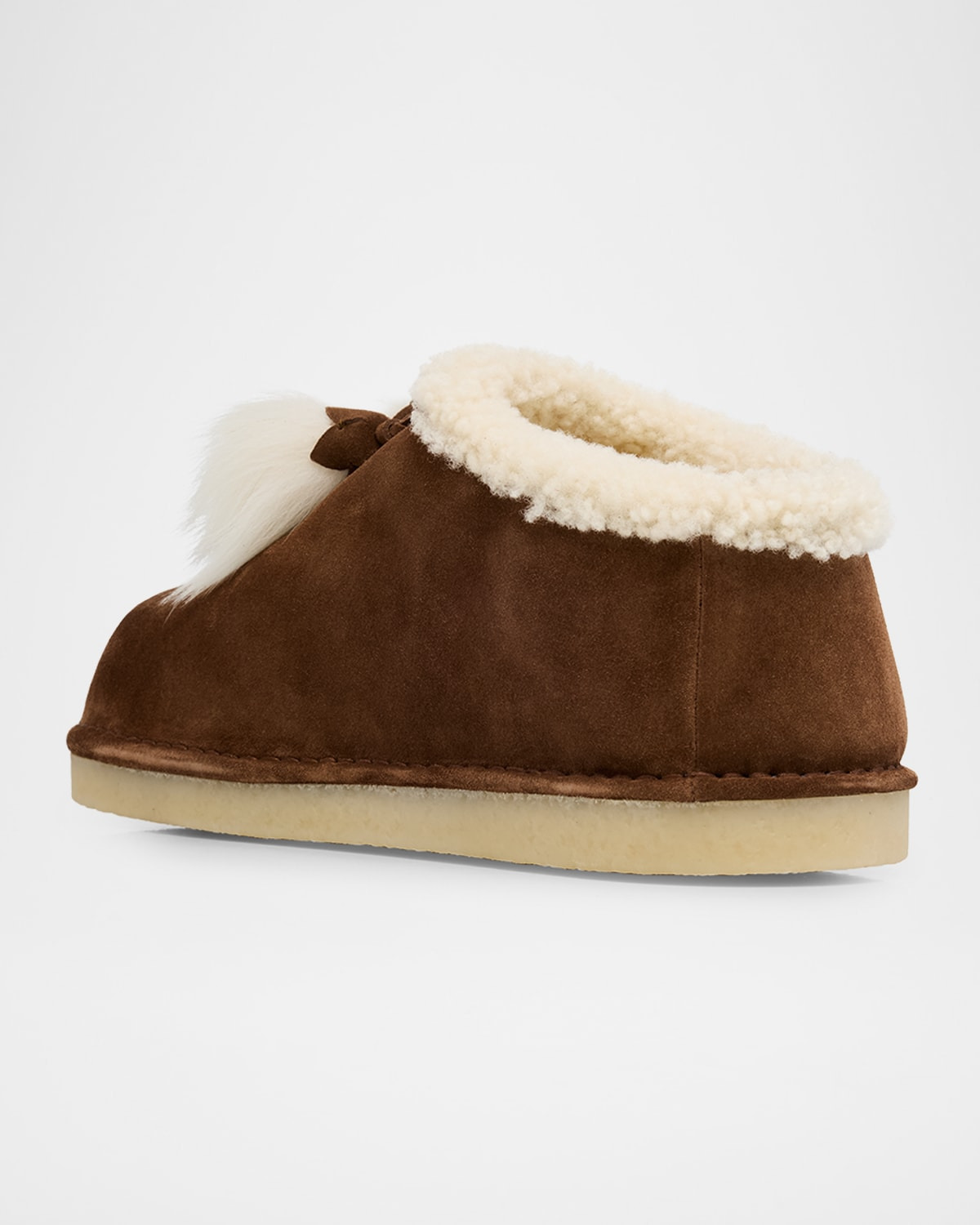 Suede Shearling-Lined Booties with Fur Tassels - 4