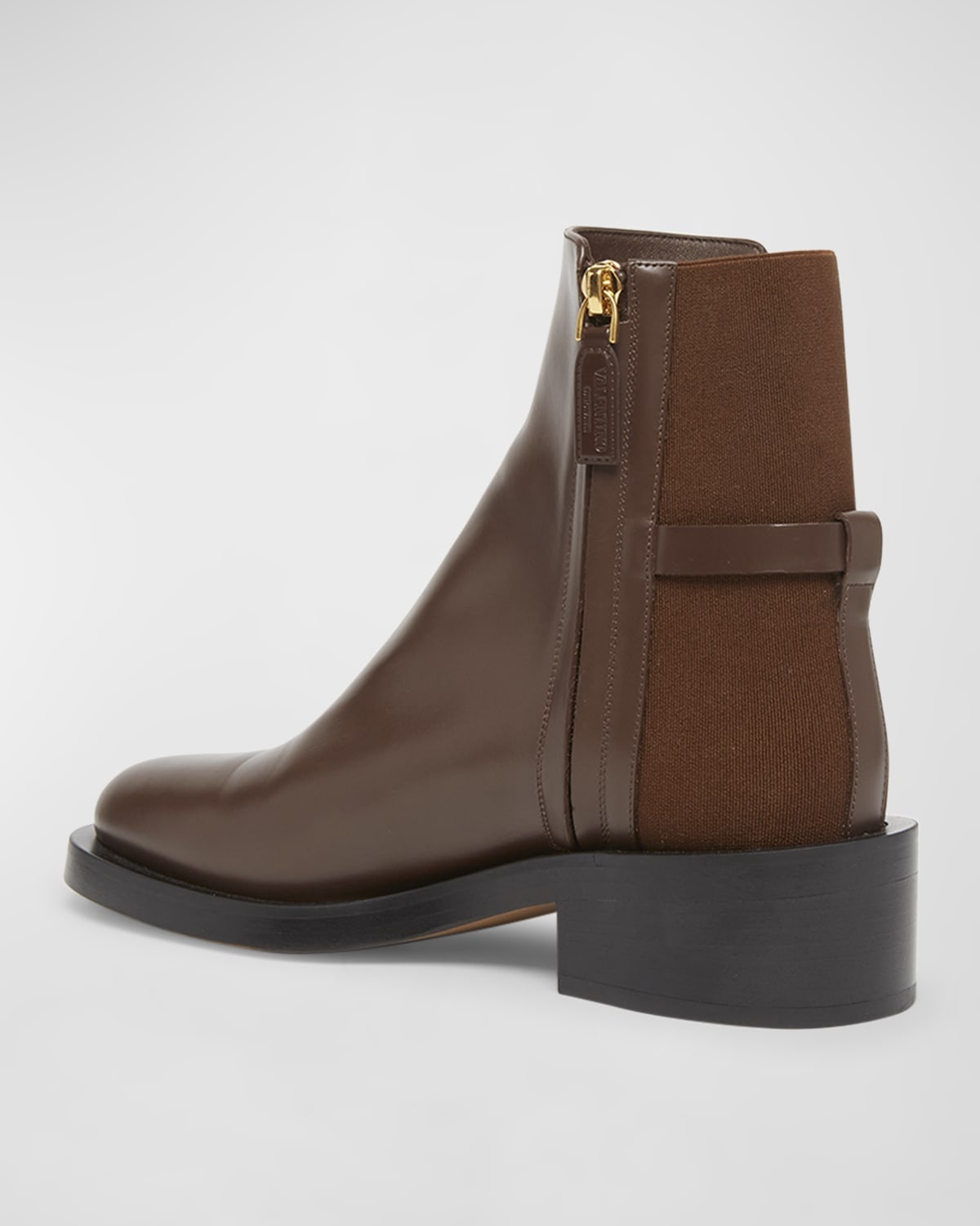 VLogo Leather Zip Booties - 4