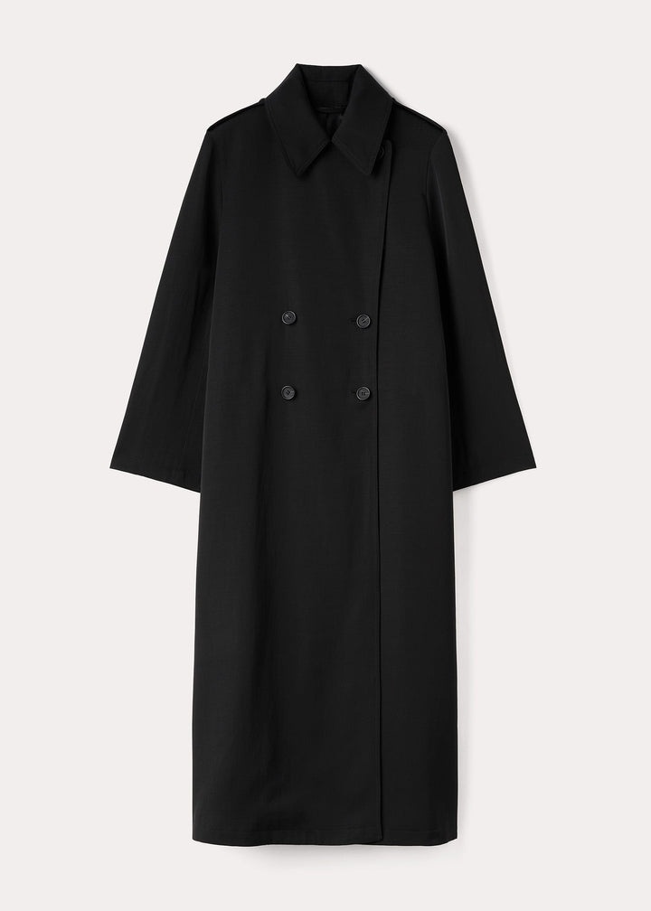 Long fluid summer coat black - 1