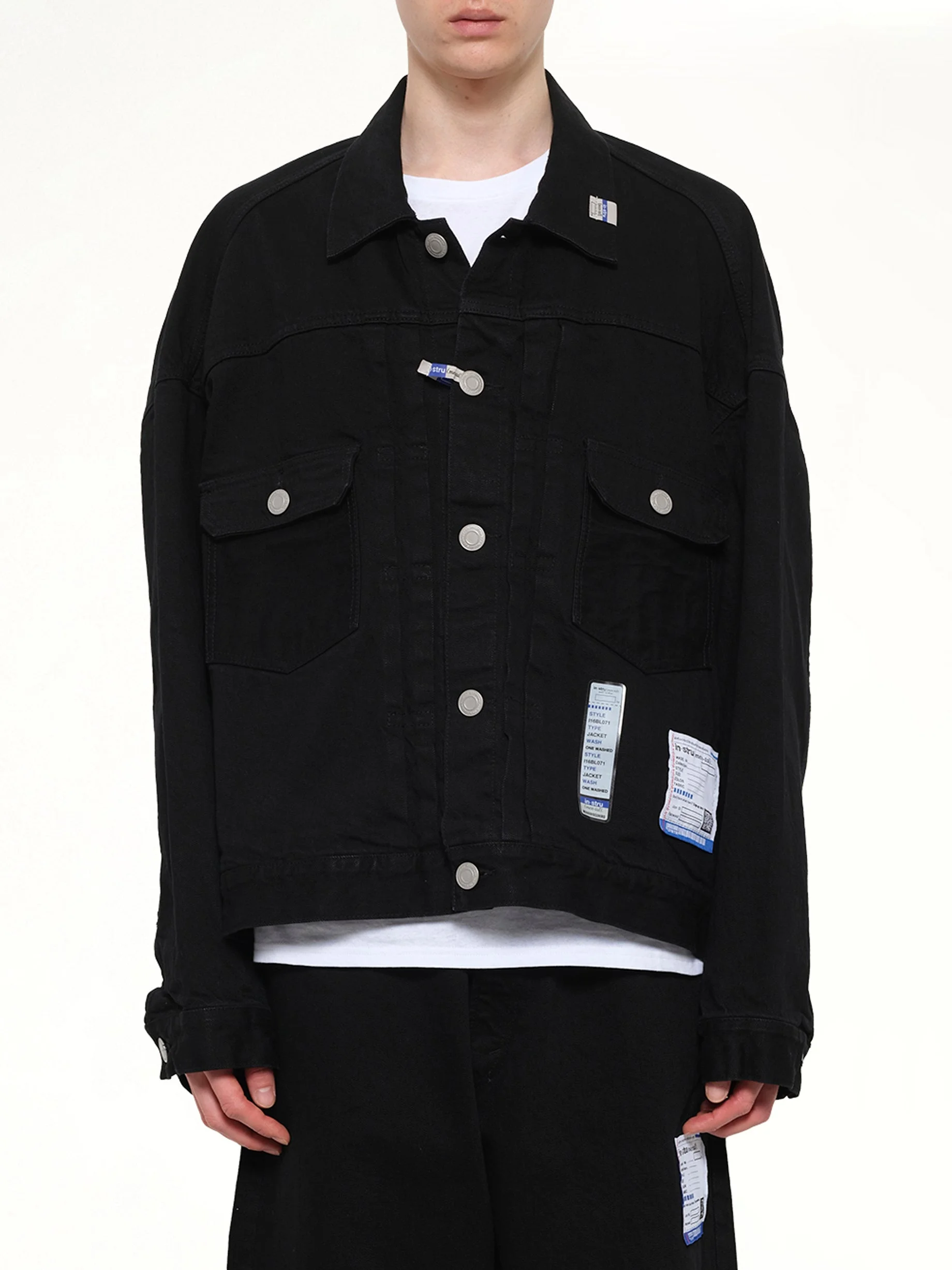 Instrumental One Washed Selvage Denim Jacket in Black - 1