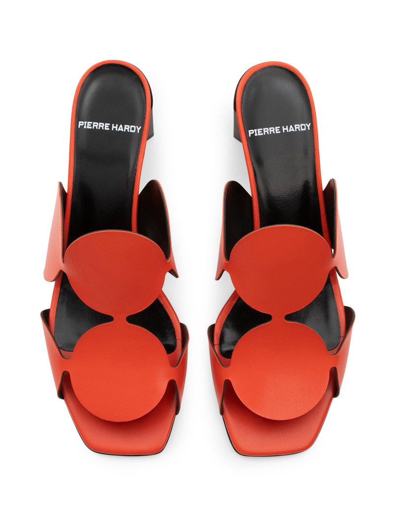 Women's Bulles Circular Applique Leather Mules - Kid Orange 4
