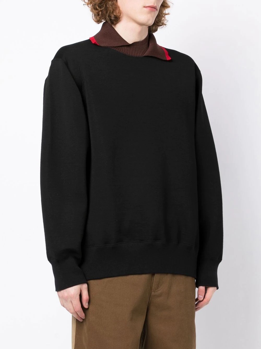 contrasting-collar detail sweatshirt - 3