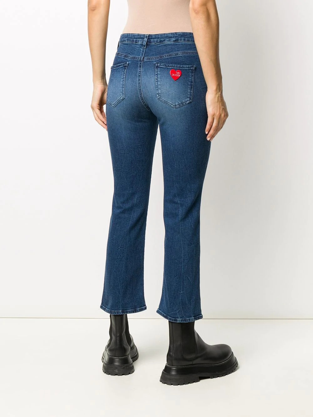 logo patch cropped jeans - 4