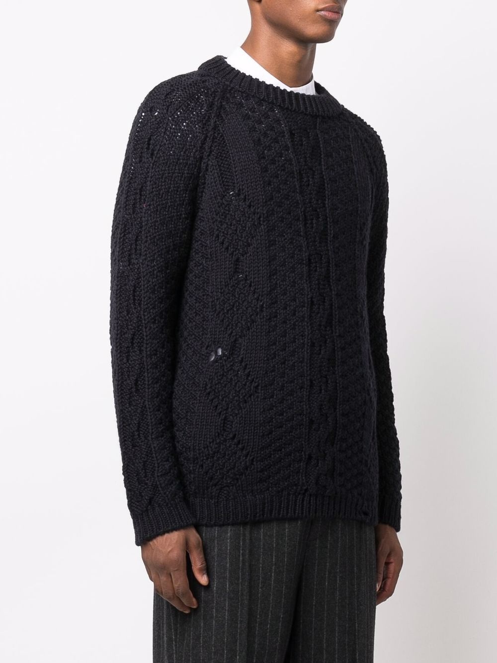 cable knit wool jumper - 3