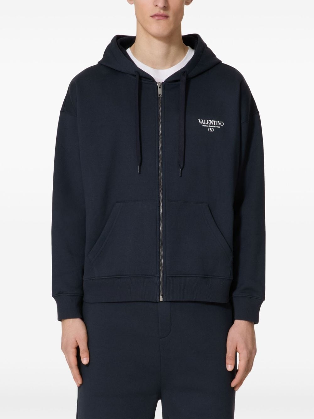 logo-print zip-up hoodie - 3