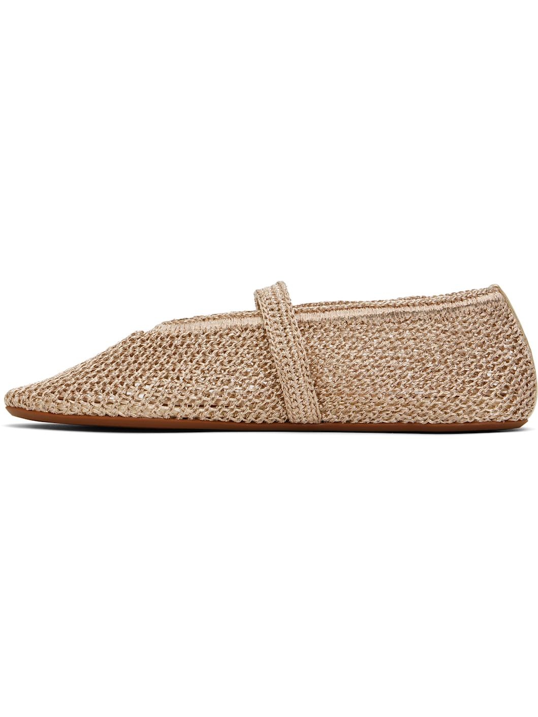 Gold Open Knit Ballerina Flats - 3