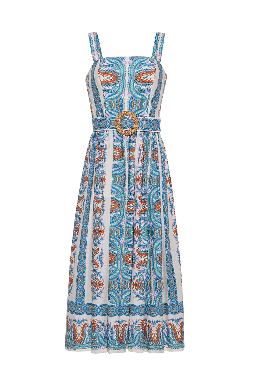 Julie Dress
Raffia Charm, Cinched in Print - 1