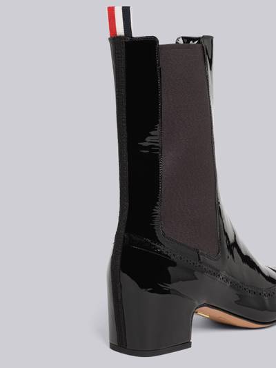 Thom Browne Soft Patent Leather Mid Calf 4-Bar Heeled Chelsea Boot outlook