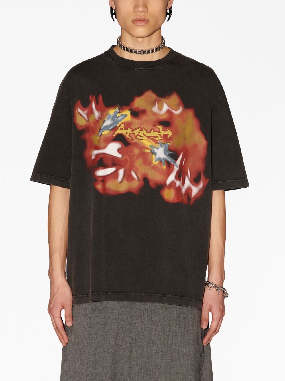 abstract-print cotton T-shirt - 3