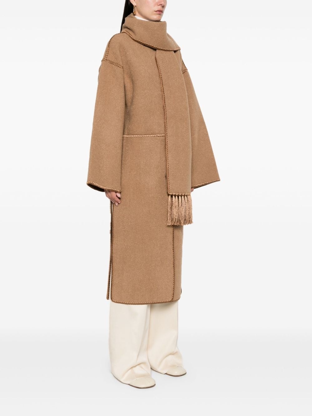 embroidered scarf coat - 3