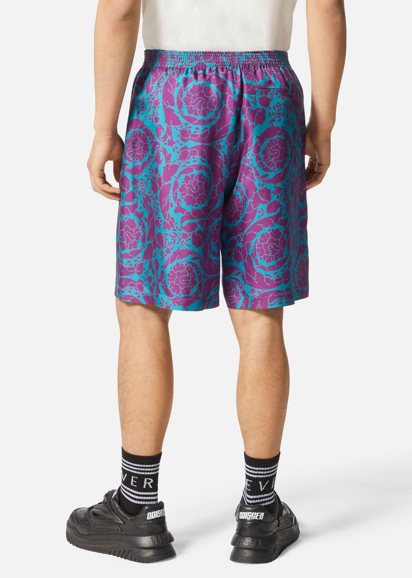 Barocco Silhouette Silk Shorts - 4