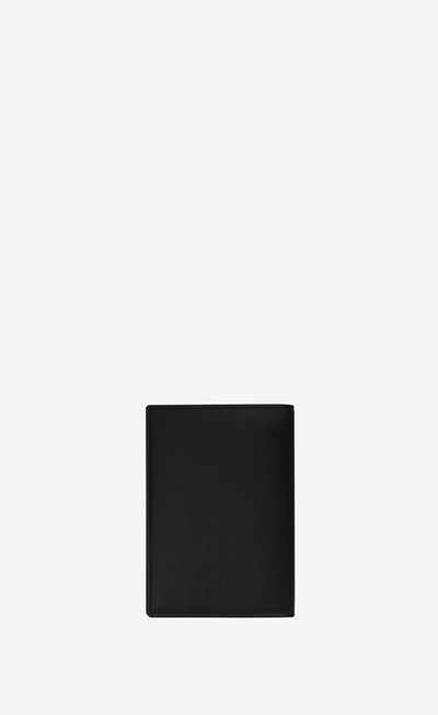 SAINT LAURENT monogram passport case in grain de poudre embossed leather outlook