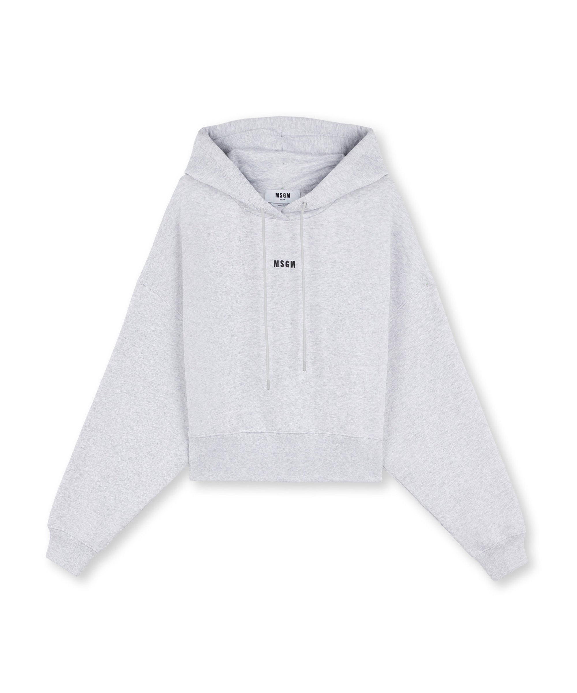 Cotton sweatshirt with hood and micro logo - 1