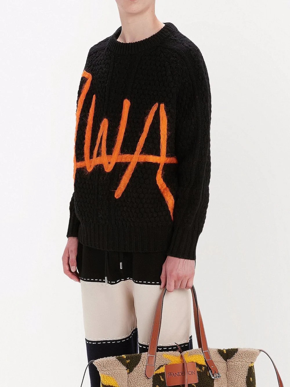 logo-print cable-knit jumper - 6