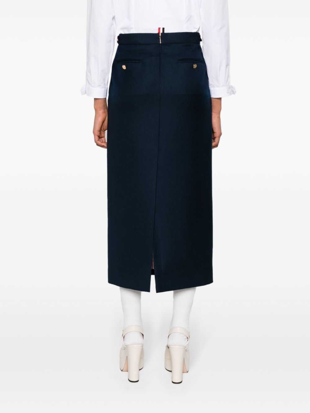 スカート THOM BROWNE CALF LEGTH SIDE TAB SKIRT IN SOLID WOOL TWILL THOM BROWNE - Women Calf Legth Side Tab Skirt In Solid Wool