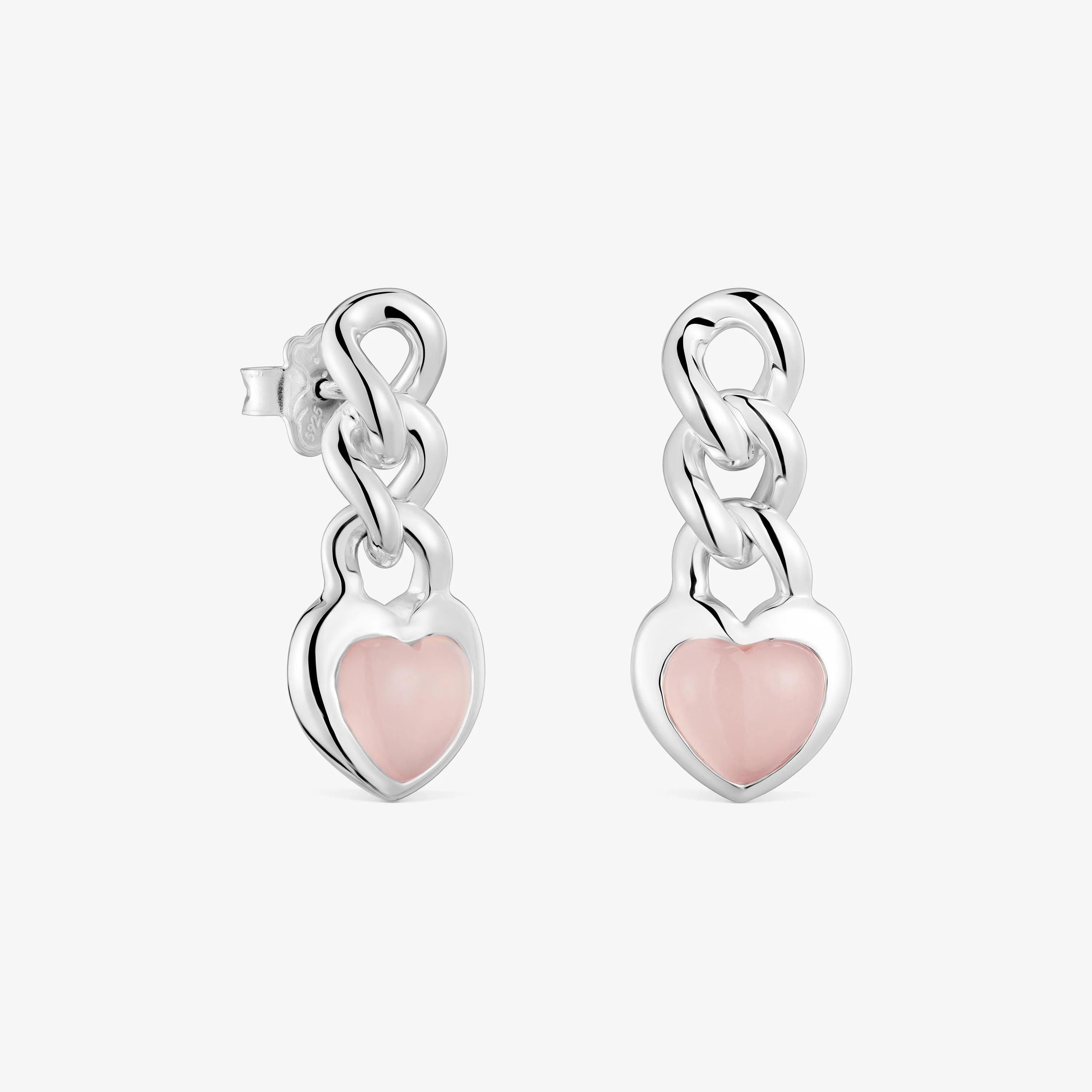 Short silver and chalcedony heart Earrings Bold Motif - 1