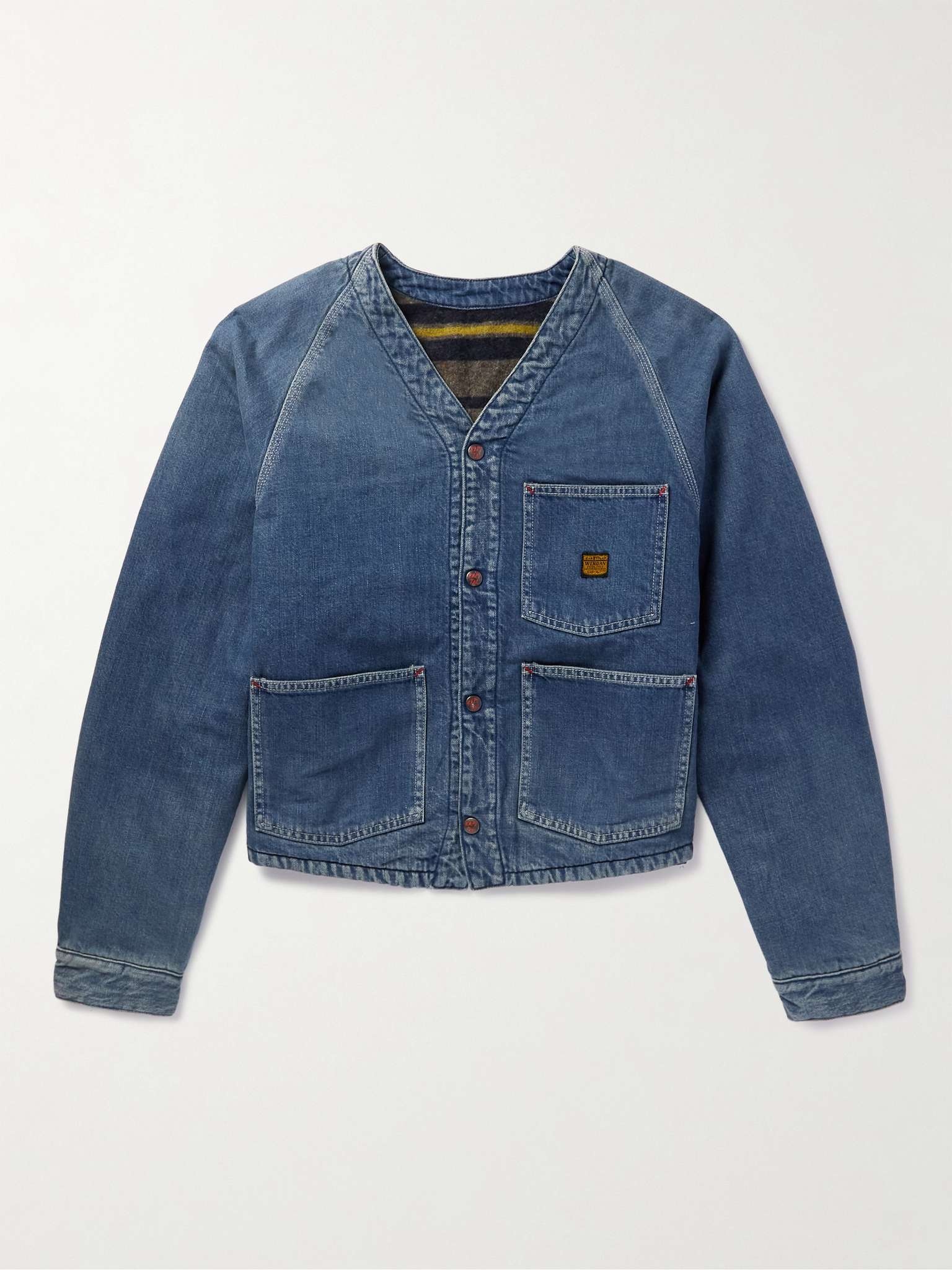 Coneybowy Reversible Denim and Striped Knitted Jacket - 1