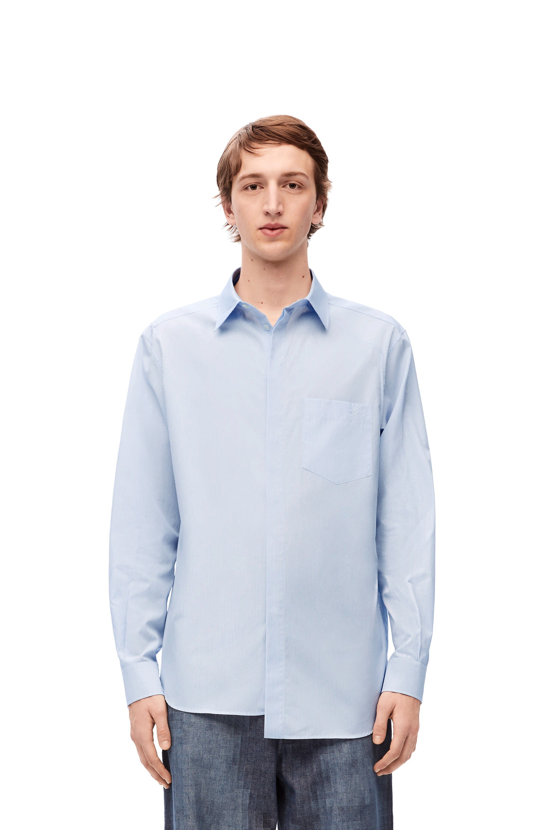 Asymmetric shirt in striped cotton - 3