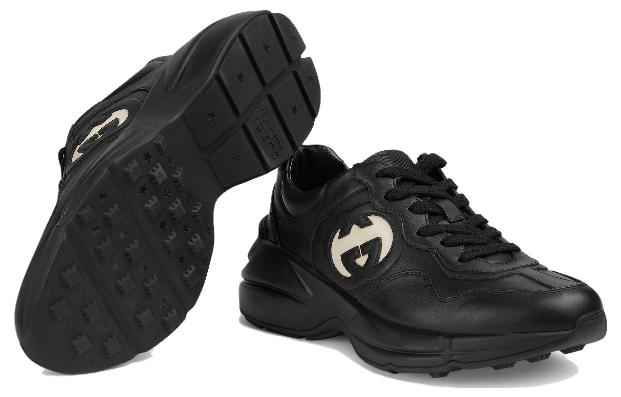 (WMNS) Gucci Rhyton Leather Sneakers 'Black White' 757887-UPG70-1057 - 5