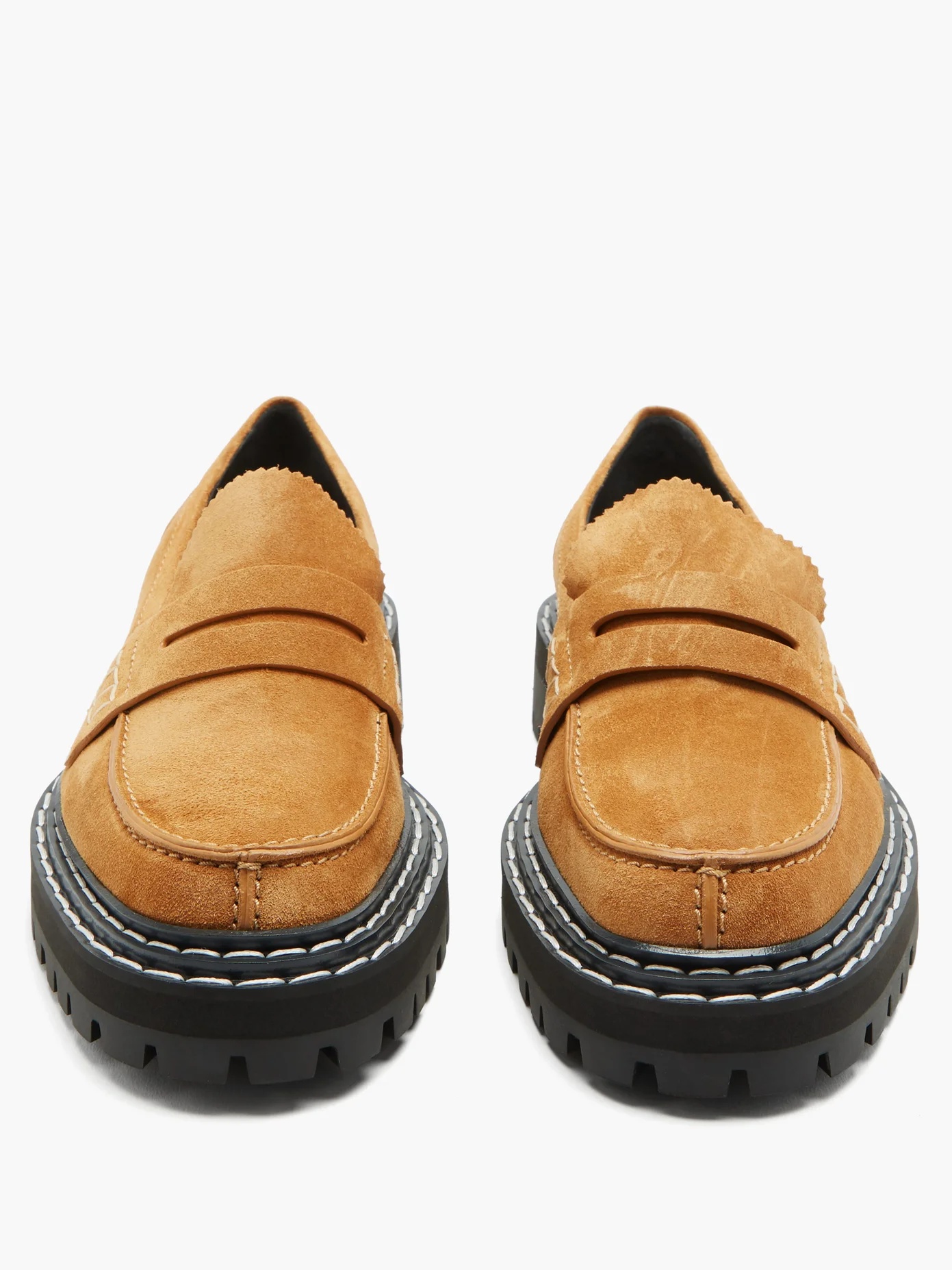 Topstitched suede penny loafers - 5