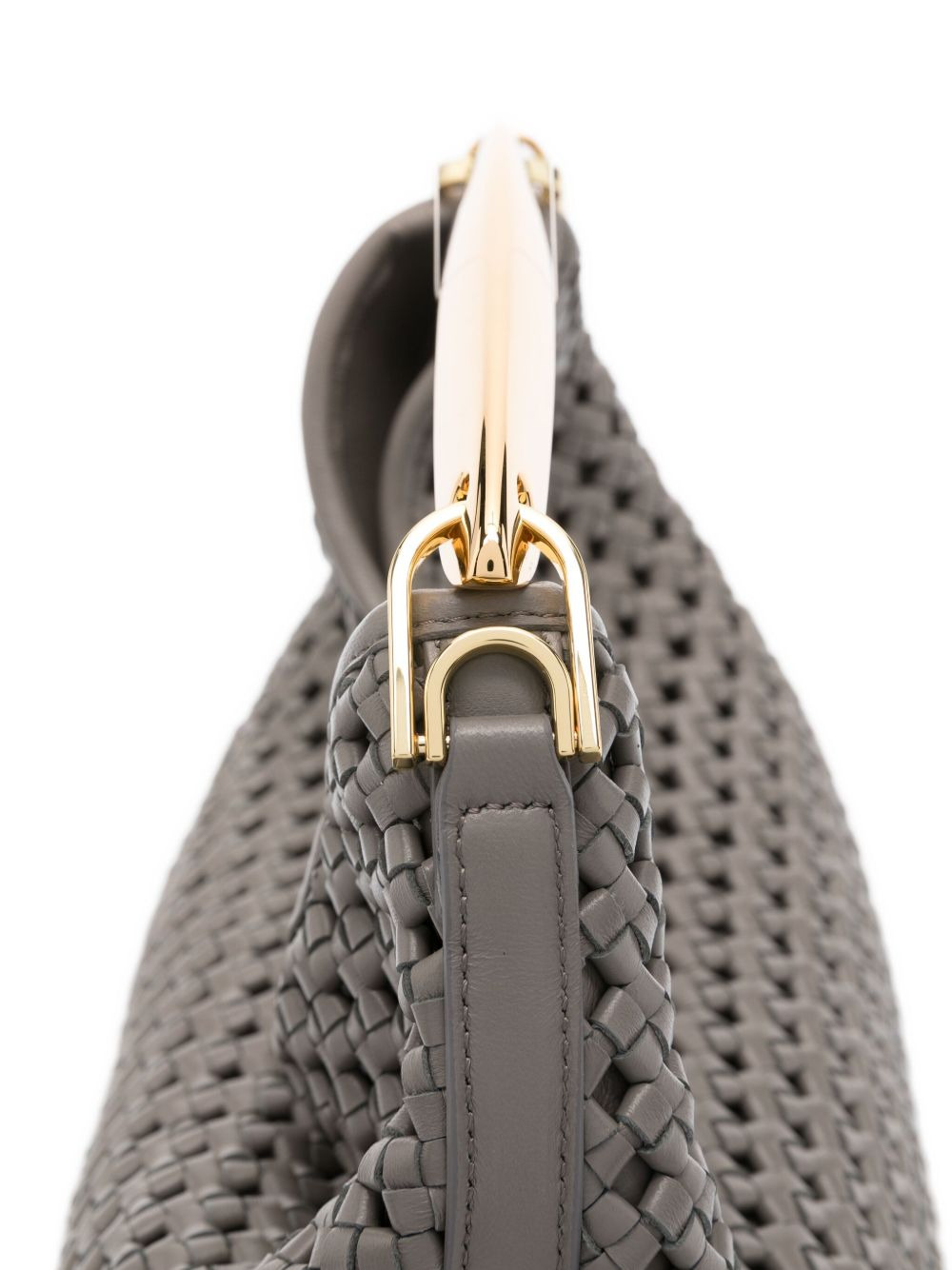 Boomerang woven leather top-handle tote bag - 4