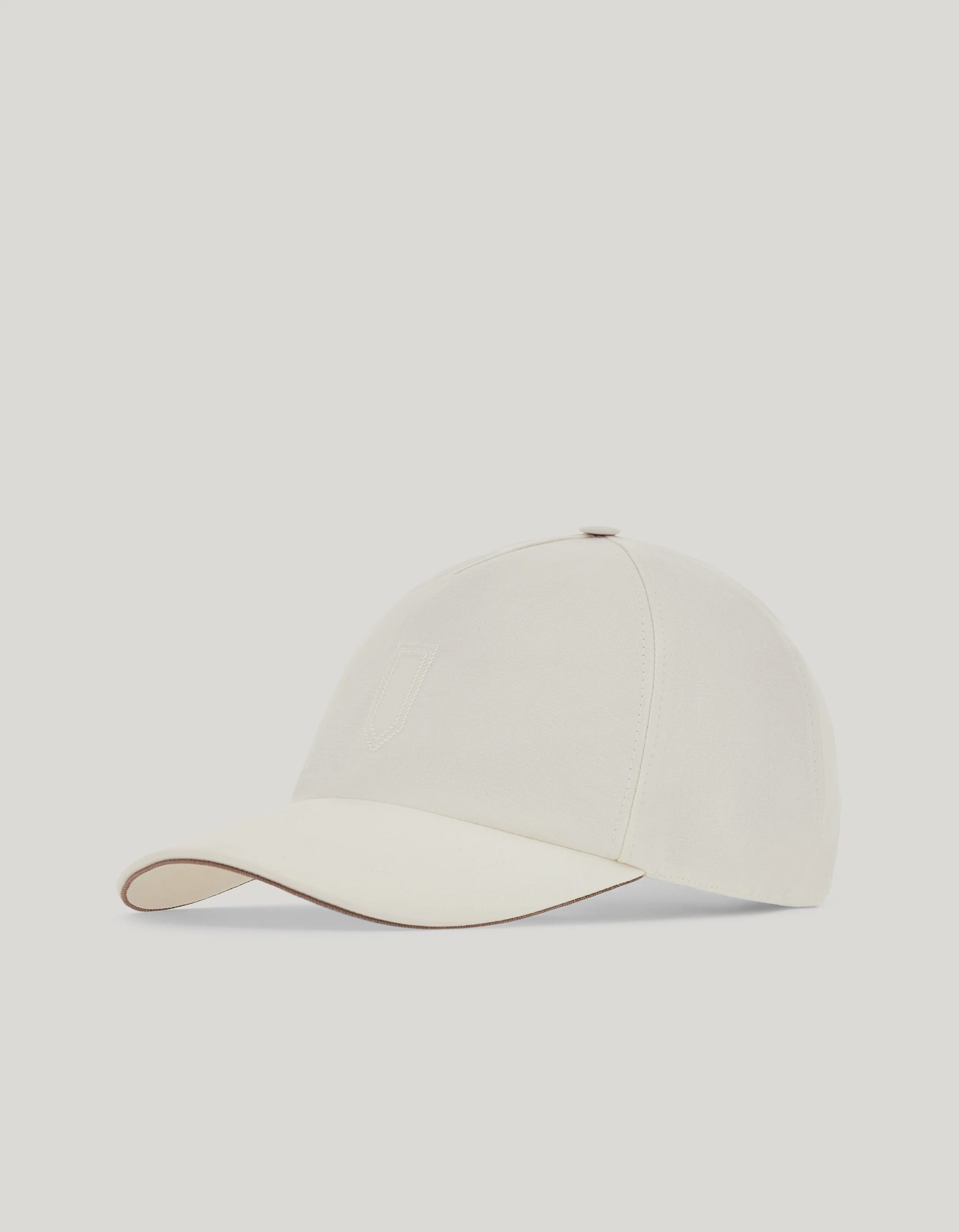 WHITE LINEN AND SILK BLEND BASEBALL CAP - 1
