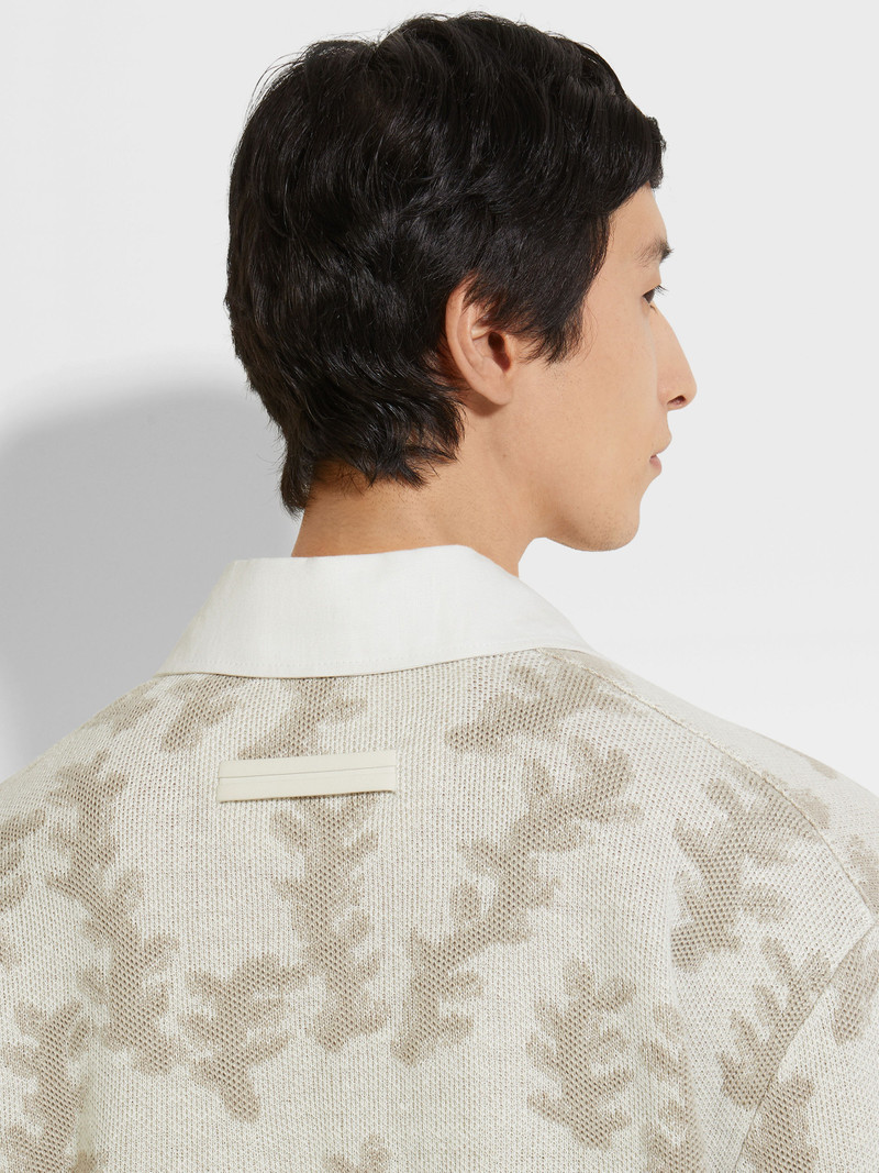 ZEGNA WHITE AND LIGHT BEIGE OASI LINO POLO SHIRT outlook