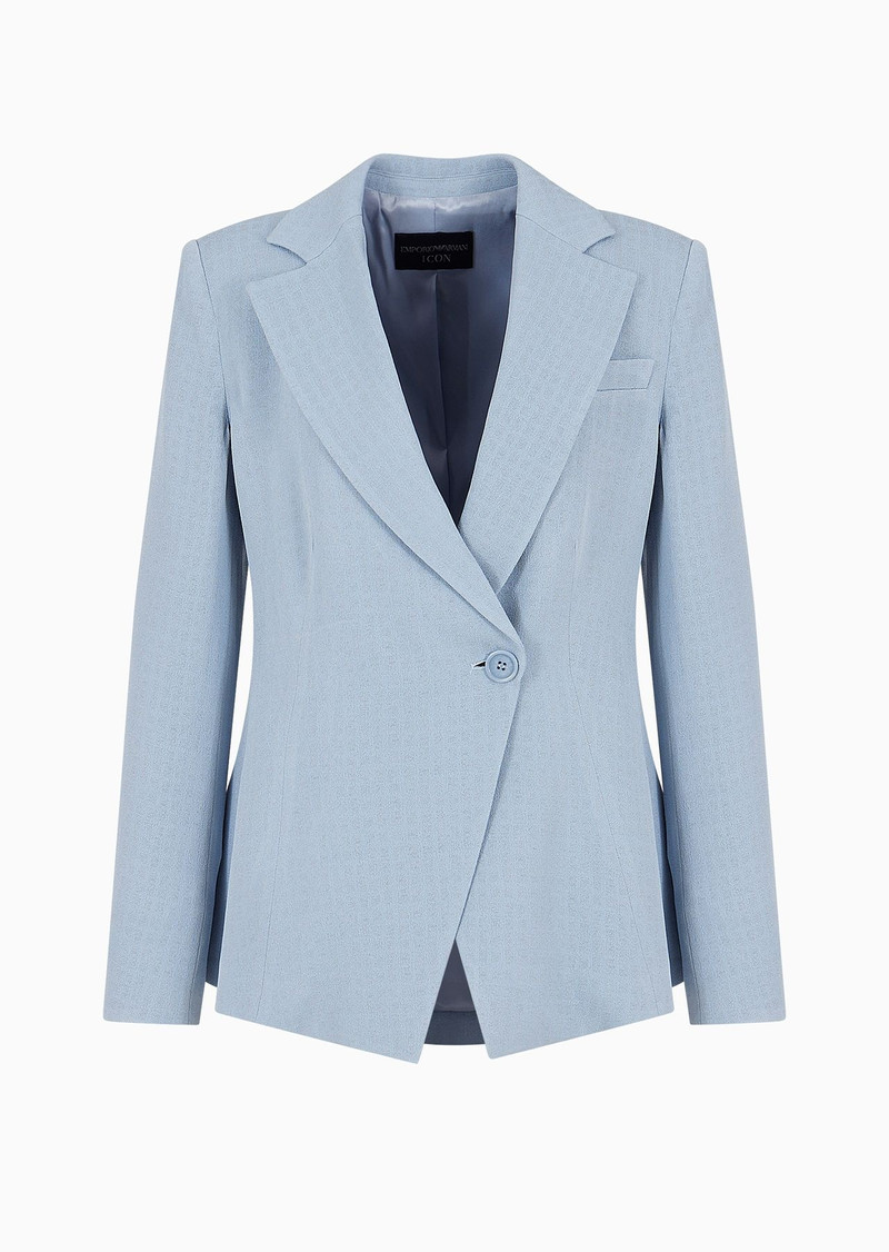 Icon frisottino single-breasted jacket with jacquard micro-check motif 1