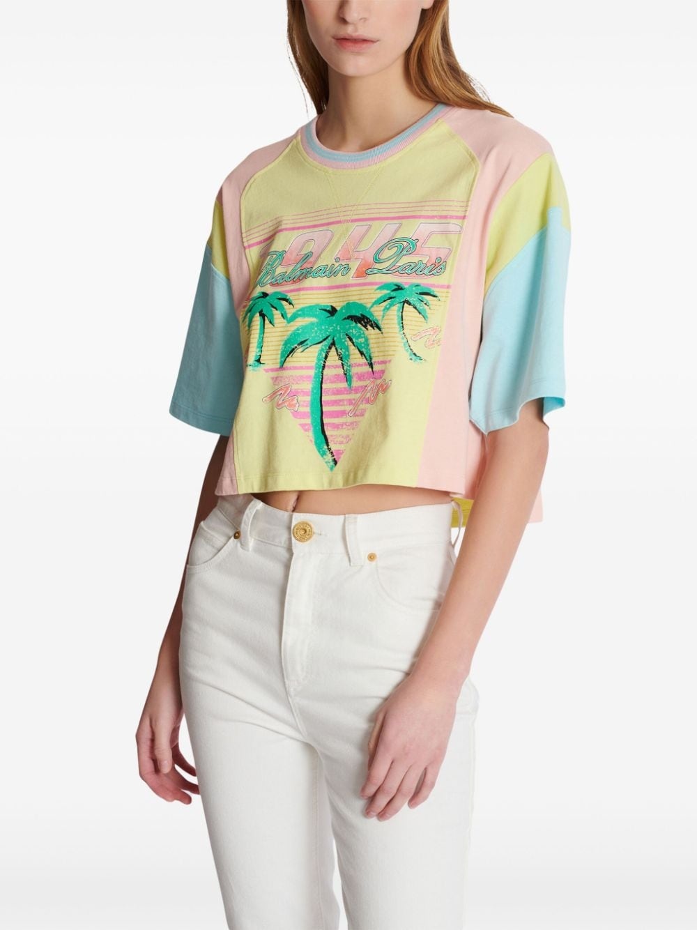 Palm Tree-print cropped T-shirt - 6