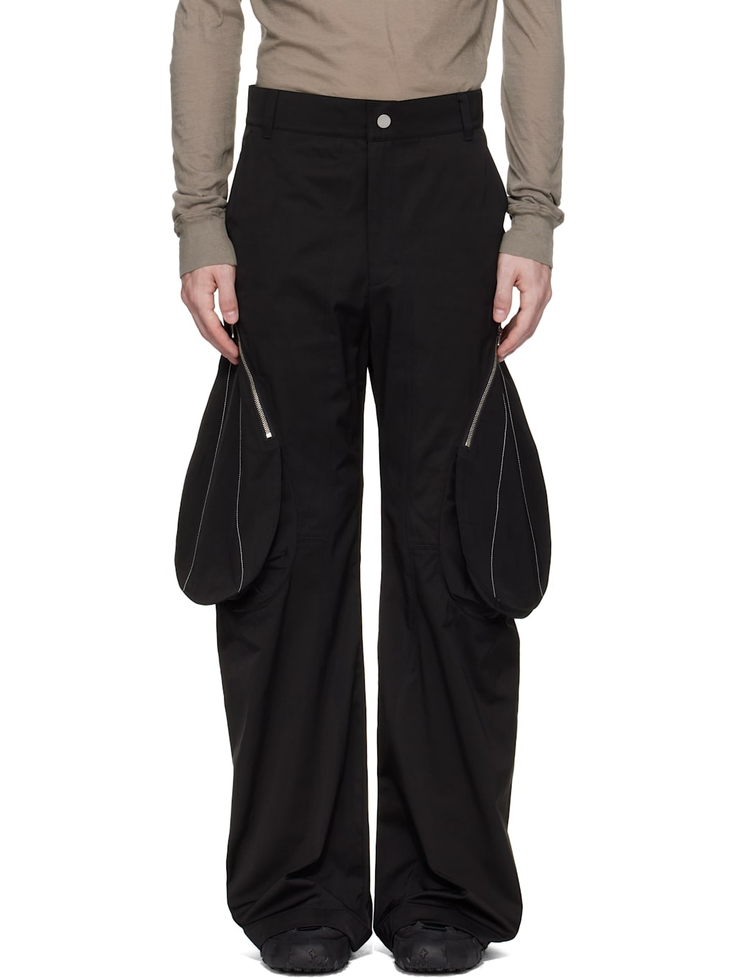 Black Tear Drop Cargo Pants - 1