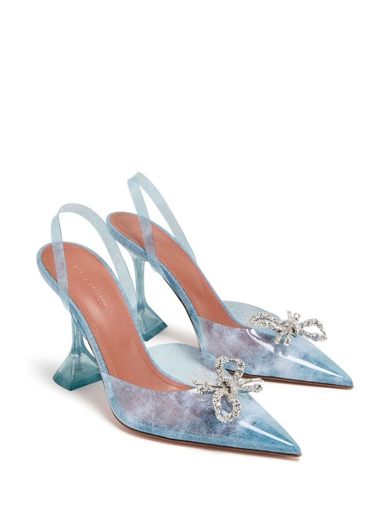 Amina Muaddi Blue 95mm bow-detail pumps outlook