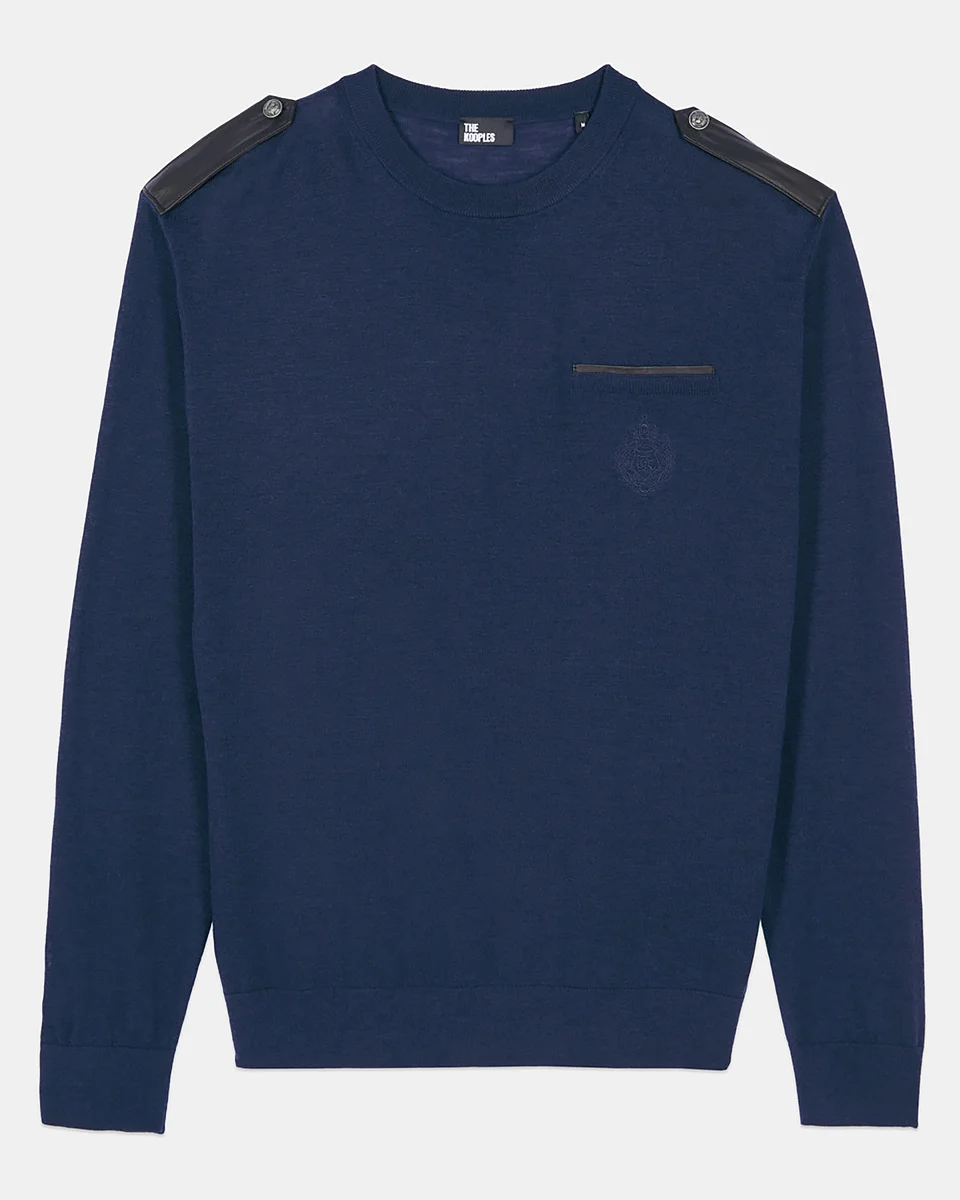 BLUE MERINO WOOL SWEATER - 1