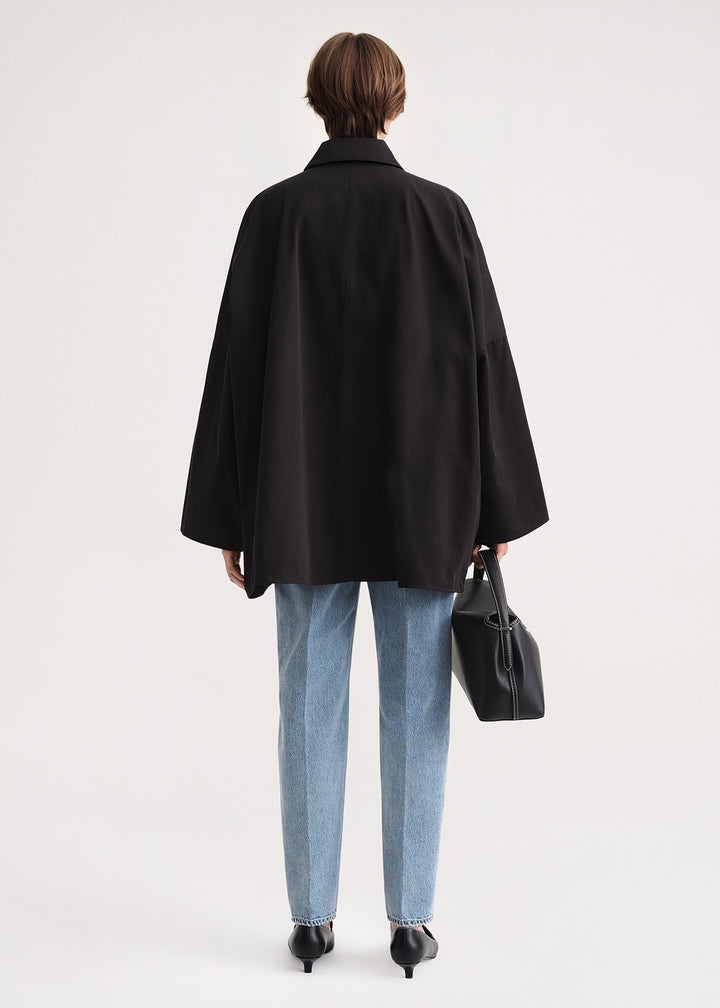 Washed cotton overshirt jacket black - 4