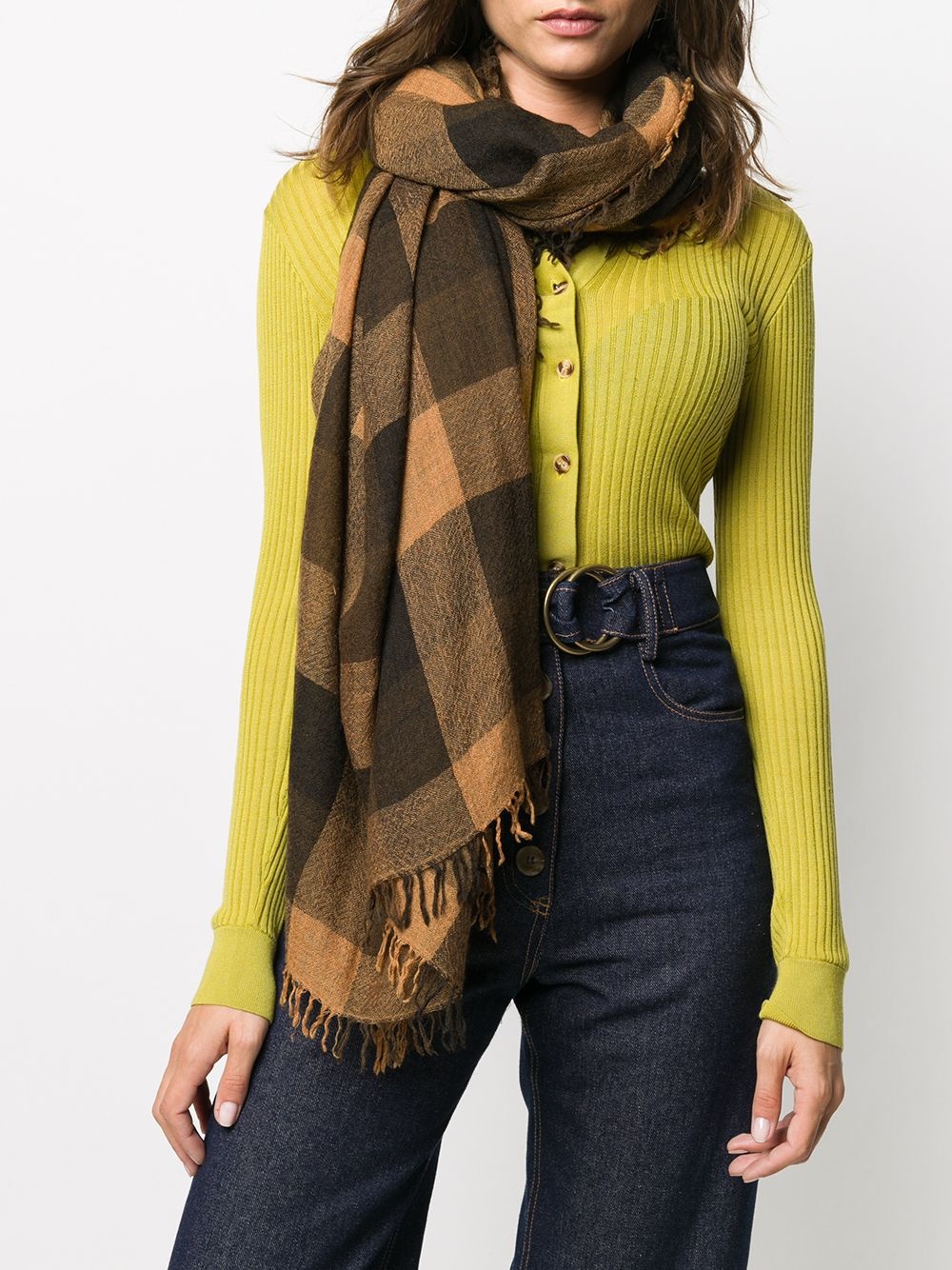 plaid fringed scarf - 2