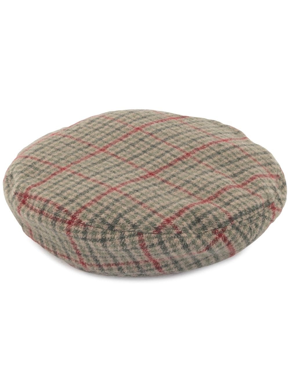 tartan check wool beret - 1