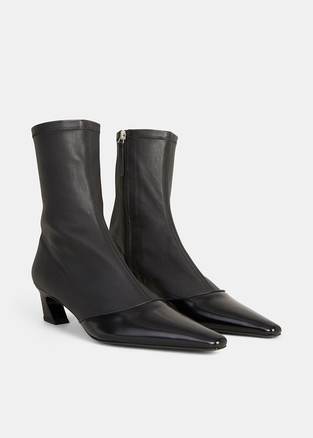 Black Heeled Ankle Boots - 2