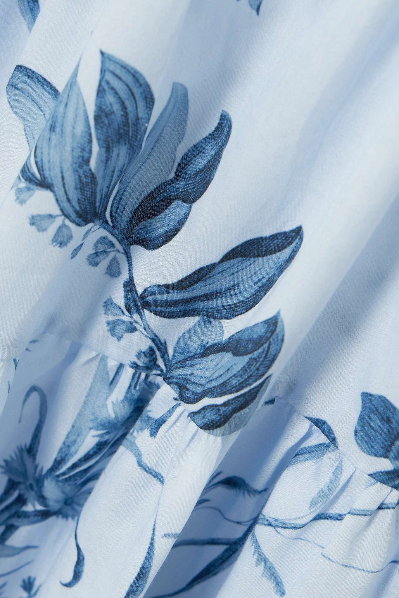 Tiered floral-print cotton-voile mini shirt dress - 4