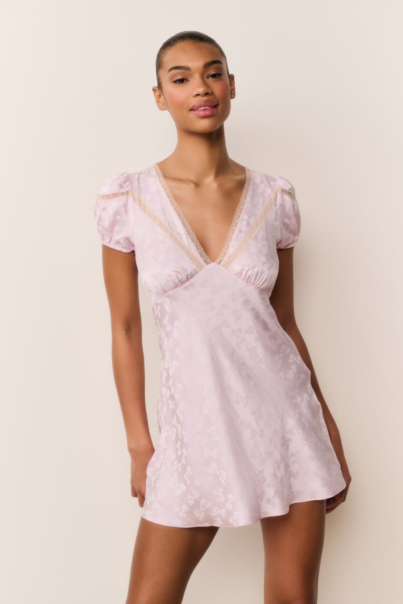 Sylara Silk-Blend Bow Jacquard Mini Dress 3