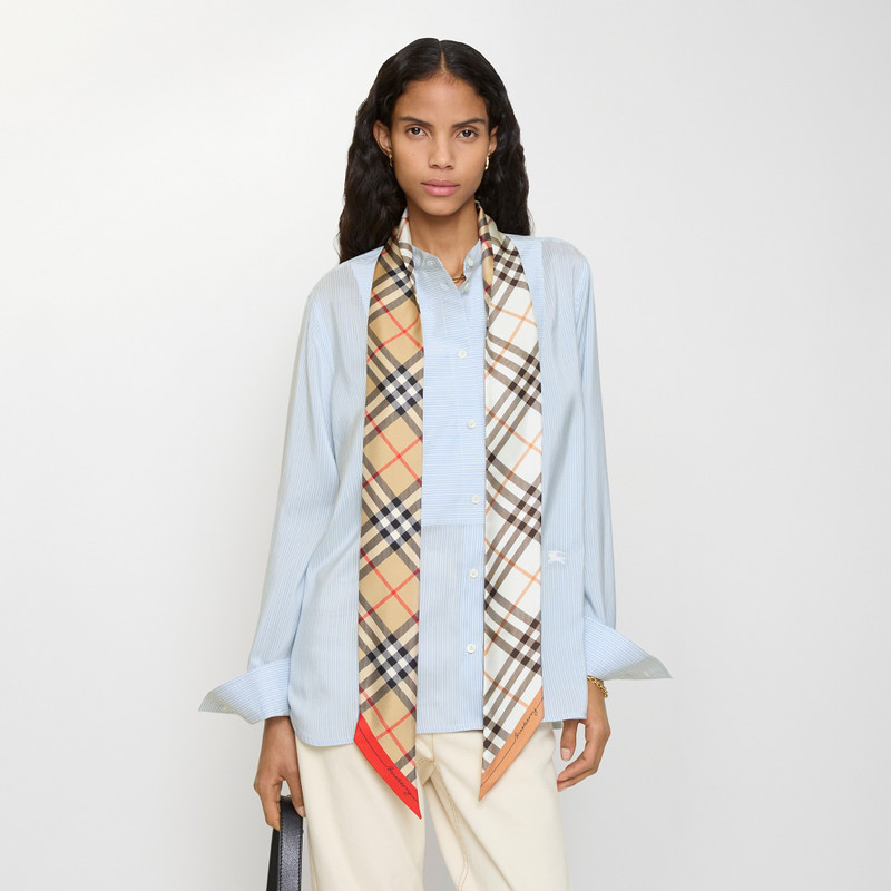 Burberry Skinny Contrast Check Silk Scarf outlook