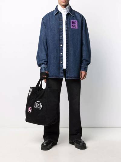 Raf Simons logo-patch denim shirt outlook